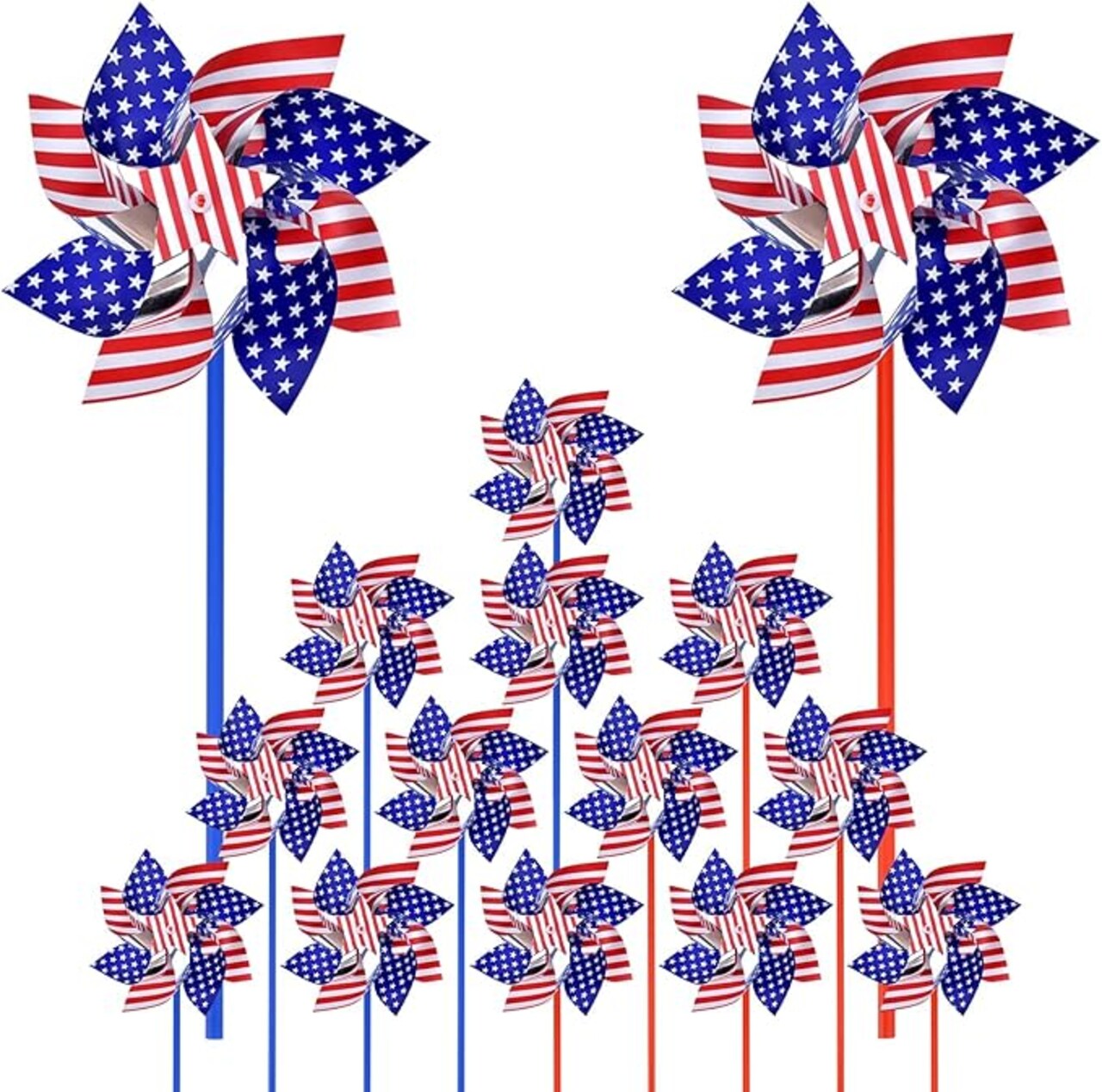 Memorial Day Decorations 4th of July Decorations for Home Outdoor Patriotic Pinwheels,Fourth of July Decorations Patriotic Independence Day Party Supplies Favors,Wind Spinner for Garden 16 PCS